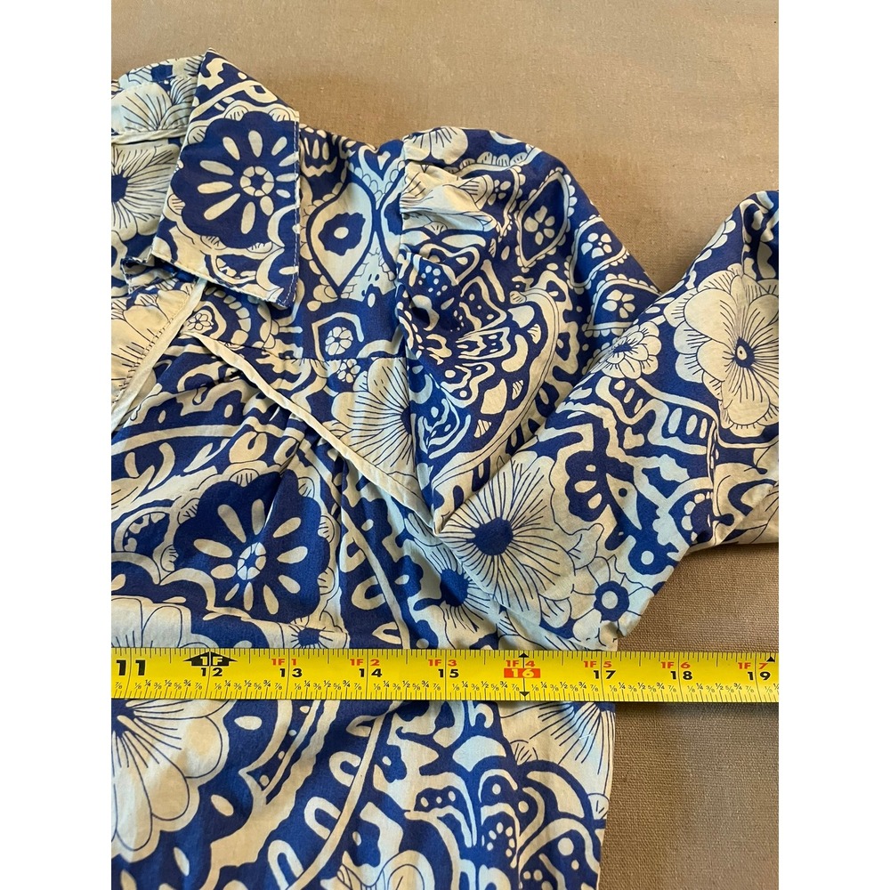 Umgee Mini Dress Sz S Blue White Floral Tiered Boho Cowgirl Western Coastal - Picture 4 of 8